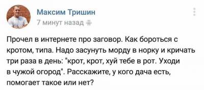 Заговор от кротов